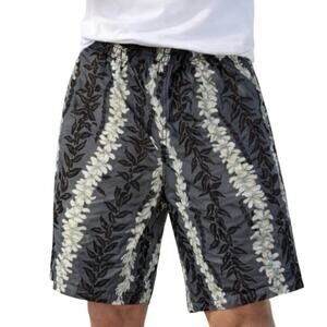 Speedo Swim Trunks Mens Large Blue Green Floral Pull On Elastic Waist Mesh Line